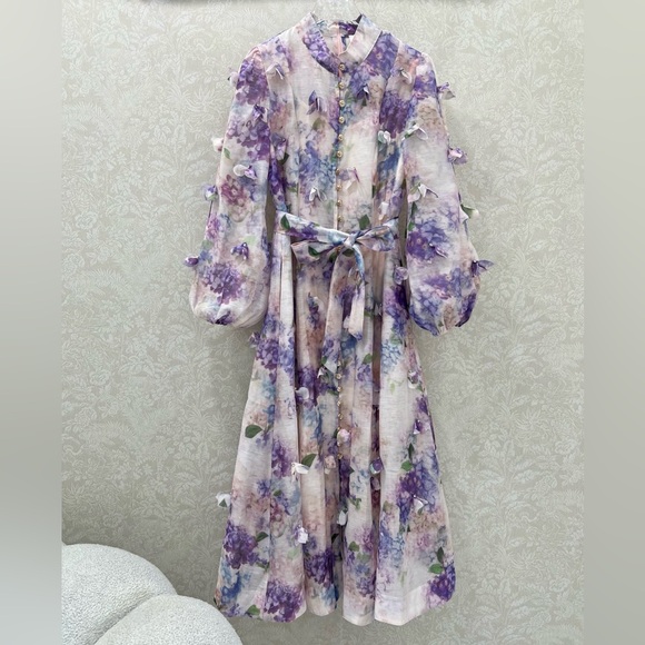 Zimmermann Dresses & Skirts - Zimmermann Purple Floral Long Sleeve Dress